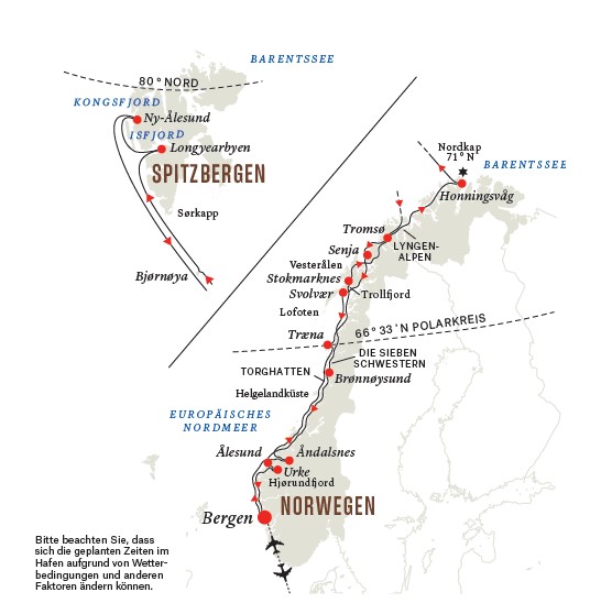 Hurtigruten Spitzbergen Linie mit MS Trolljord